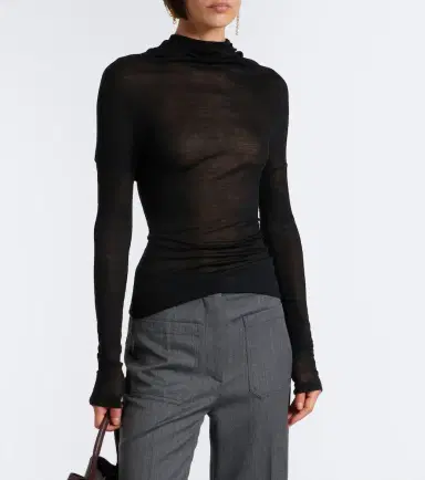 Victoria Beckham Draped jersey top | Thumbnail 5 Victoria Beckham Draped jersey top | Thumbnail 5