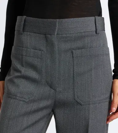 Victoria Beckham Alina herringbone virgin wool wide-leg pants | Thumbnail 4 Victoria Beckham Alina herringbone virgin wool wide-leg pants | Thumbnail 4