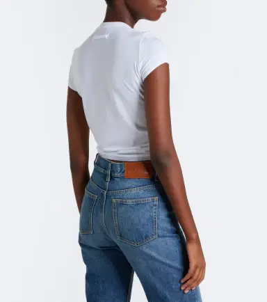 Jean Paul Gaultier Leather-trimmed cropped T-shirt | Thumbnail 3 Jean Paul Gaultier Leather-trimmed cropped T-shirt | Thumbnail 3