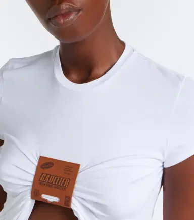 Jean Paul Gaultier Leather-trimmed cropped T-shirt | Thumbnail 4 Jean Paul Gaultier Leather-trimmed cropped T-shirt | Thumbnail 4