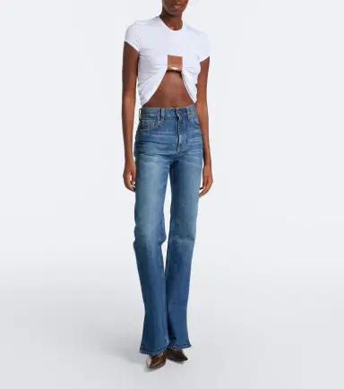 Jean Paul Gaultier Leather-trimmed cropped T-shirt | Thumbnail 5 Jean Paul Gaultier Leather-trimmed cropped T-shirt | Thumbnail 5
