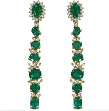 Wish Fine Jewelry 3.44ct Emerald Diamond 18K Gold Linear Cascade Earrings | Thumbnail 1 Wish Fine Jewelry 3.44ct Emerald Diamond 18K Gold Linear Cascade Earrings | Thumbnail 1