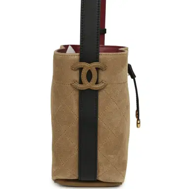 Chanel Chanel "CC Loop" Bucket Bag with Leather Strap Dark Beige Suede, Black Leather Gold Hardware | Thumbnail 3 Chanel Chanel "CC Loop" Bucket Bag with Leather Strap Dark Beige Suede, Black Leather Gold Hardware | Thumbnail 3