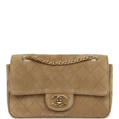 Chanel Chanel Mini "Souplissimo" Flap Bag Beige Suede Gold Hardware | Thumbnail 1 Chanel Chanel Mini "Souplissimo" Flap Bag Beige Suede Gold Hardware | Thumbnail 1