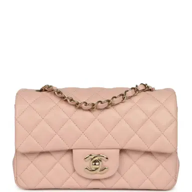 Chanel Chanel Mini Classic Rectangular Flap Bag Light Pink Lambskin Light Gold Hardware | Thumbnail 1 Chanel Chanel Mini Classic Rectangular Flap Bag Light Pink Lambskin Light Gold Hardware | Thumbnail 1
