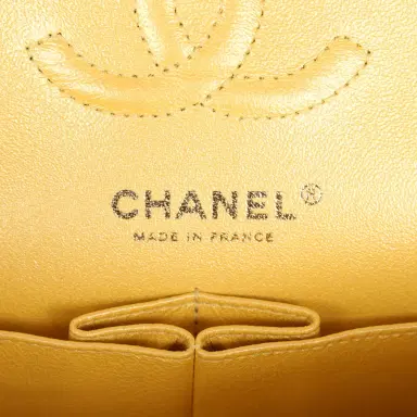 Chanel Chanel Small Classic Double Flap Bag Yellow Iridescent Caviar Light Gold Hardware | Thumbnail 9 Chanel Chanel Small Classic Double Flap Bag Yellow Iridescent Caviar Light Gold Hardware | Thumbnail 9