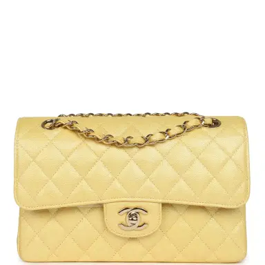 Chanel Chanel Small Classic Double Flap Bag Yellow Iridescent Caviar Light Gold Hardware | Thumbnail 1 Chanel Chanel Small Classic Double Flap Bag Yellow Iridescent Caviar Light Gold Hardware | Thumbnail 1