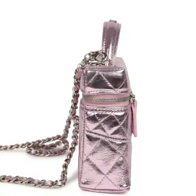 Chanel Chanel Trendy Top Handle Long Vanity Case with Chain Pink Metallic Calfskin Silver Hardware | Thumbnail 3 Chanel Chanel Trendy Top Handle Long Vanity Case with Chain Pink Metallic Calfskin Silver Hardware | Thumbnail 3