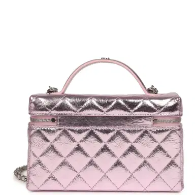 Chanel Chanel Trendy Top Handle Long Vanity Case with Chain Pink Metallic Calfskin Silver Hardware | Thumbnail 4 Chanel Chanel Trendy Top Handle Long Vanity Case with Chain Pink Metallic Calfskin Silver Hardware | Thumbnail 4