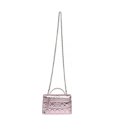 Chanel Chanel Trendy Top Handle Long Vanity Case with Chain Pink Metallic Calfskin Silver Hardware | Thumbnail 7 Chanel Chanel Trendy Top Handle Long Vanity Case with Chain Pink Metallic Calfskin Silver Hardware | Thumbnail 7