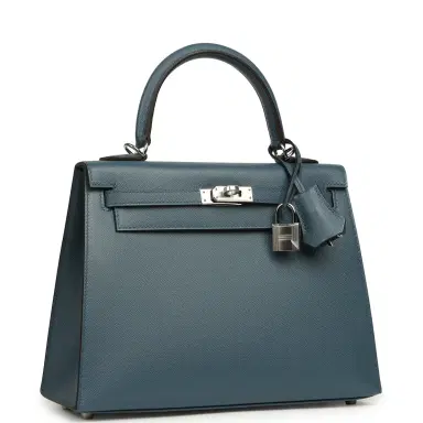 HERMÈS Hermes Kelly Sellier 25 Bleu Tempette Madame Palladium Hardware | Thumbnail 2 HERMÈS Hermes Kelly Sellier 25 Bleu Tempette Madame Palladium Hardware | Thumbnail 2