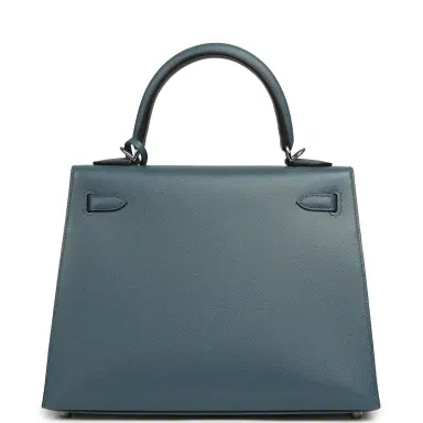 HERMÈS Hermes Kelly Sellier 25 Bleu Tempette Madame Palladium Hardware | Thumbnail 4 HERMÈS Hermes Kelly Sellier 25 Bleu Tempette Madame Palladium Hardware | Thumbnail 4