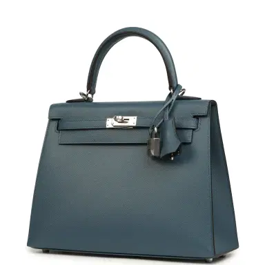 HERMÈS Hermes Kelly Sellier 25 Bleu Tempette Madame Palladium Hardware | Thumbnail 5 HERMÈS Hermes Kelly Sellier 25 Bleu Tempette Madame Palladium Hardware | Thumbnail 5