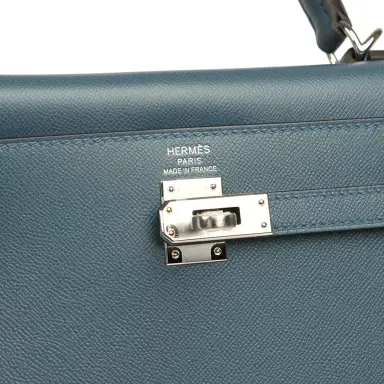 HERMÈS Hermes Kelly Sellier 25 Bleu Tempette Madame Palladium Hardware | Thumbnail 7 HERMÈS Hermes Kelly Sellier 25 Bleu Tempette Madame Palladium Hardware | Thumbnail 7