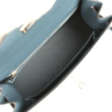 HERMÈS Hermes Kelly Sellier 25 Bleu Tempette Madame Palladium Hardware | Thumbnail 8 HERMÈS Hermes Kelly Sellier 25 Bleu Tempette Madame Palladium Hardware | Thumbnail 8