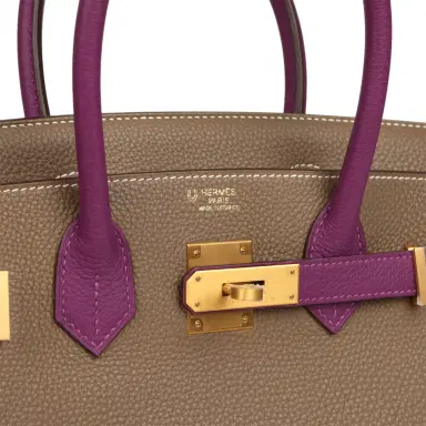 HERMÈS Hermes Special Order (HSS) Birkin 30 Etoupe, Anemone Togo Brushed Gold Hardware | Thumbnail 7 HERMÈS Hermes Special Order (HSS) Birkin 30 Etoupe, Anemone Togo Brushed Gold Hardware | Thumbnail 7