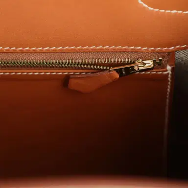 HERMÈS Pre-owned Hermes Birkin 35 Flag Fauve Barenia, Ecru-Black Toile, Bleu Orage Toile Canvas Permabrass Hardware | Thumbnail 10 HERMÈS Pre-owned Hermes Birkin 35 Flag Fauve Barenia, Ecru-Black Toile, Bleu Orage Toile Canvas Permabrass Hardware | Thumbnail 10