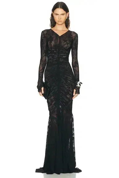 Norma Kamali Shirred Front Fishtail Gown | Thumbnail 1 Norma Kamali Shirred Front Fishtail Gown | Thumbnail 1