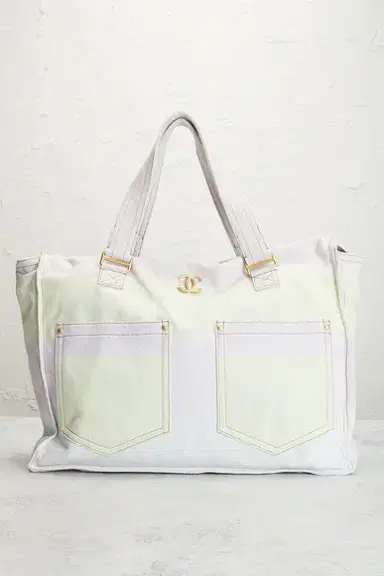 chanel Chanel Denim Double Pocket Tote Bag | Thumbnail 2 chanel Chanel Denim Double Pocket Tote Bag | Thumbnail 2