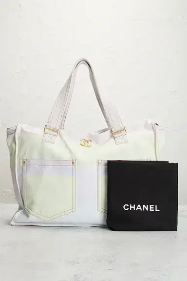 chanel Chanel Denim Double Pocket Tote Bag | Thumbnail 9 chanel Chanel Denim Double Pocket Tote Bag | Thumbnail 9