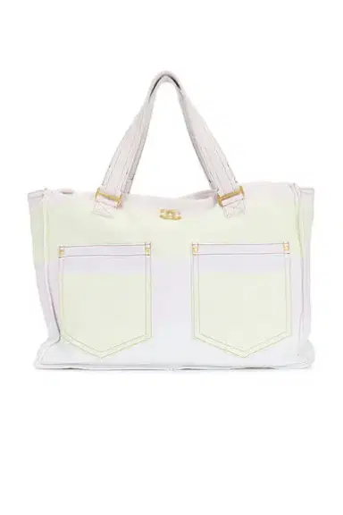 chanel Chanel Denim Double Pocket Tote Bag | Thumbnail 1 chanel Chanel Denim Double Pocket Tote Bag | Thumbnail 1