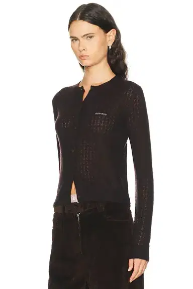 Miu Miu Cashmere Silk Pizzo Cardigan | Thumbnail 2 Miu Miu Cashmere Silk Pizzo Cardigan | Thumbnail 2
