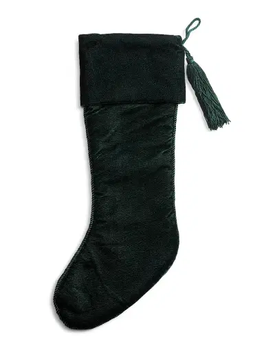 Sudha Pennathur Santa, I Have Been Good Beaded Velvet Stocking - Green | Thumbnail 2 Sudha Pennathur Santa, I Have Been Good Beaded Velvet Stocking - Green | Thumbnail 2