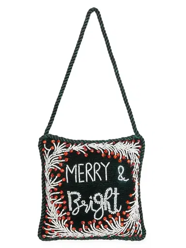 Sudha Pennathur Merry & Bright Beaded Velvet Door-Knocker Ornament - Green | Thumbnail 1 Sudha Pennathur Merry & Bright Beaded Velvet Door-Knocker Ornament - Green | Thumbnail 1