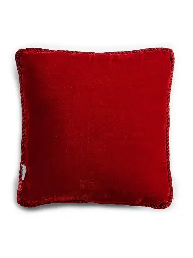 Sudha Pennathur Christmas Magic Happens At Saks Beaded Velvet Pillow - Red | Thumbnail 2 Sudha Pennathur Christmas Magic Happens At Saks Beaded Velvet Pillow - Red | Thumbnail 2