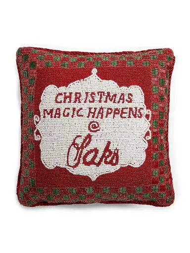 Sudha Pennathur Christmas Magic Happens At Saks Beaded Velvet Pillow - Red | Thumbnail 1 Sudha Pennathur Christmas Magic Happens At Saks Beaded Velvet Pillow - Red | Thumbnail 1