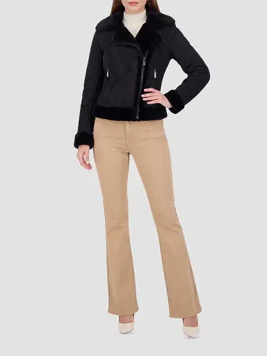 Gorski Women's Merino Lamb Moto Zip Jacket - Black - Size XL | Thumbnail 2 Gorski Women's Merino Lamb Moto Zip Jacket - Black - Size XL | Thumbnail 2