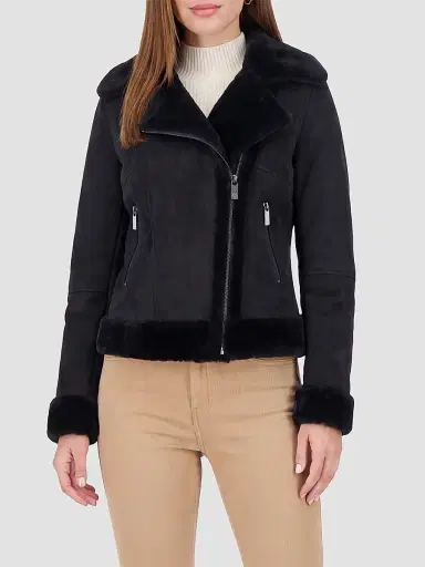 Gorski Women's Merino Lamb Moto Zip Jacket - Black - Size XL | Thumbnail 3 Gorski Women's Merino Lamb Moto Zip Jacket - Black - Size XL | Thumbnail 3
