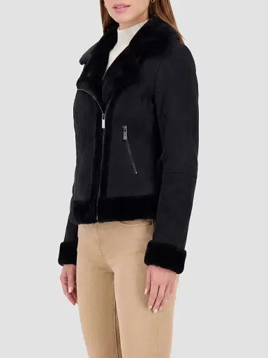 Gorski Women's Merino Lamb Moto Zip Jacket - Black - Size XL | Thumbnail 4 Gorski Women's Merino Lamb Moto Zip Jacket - Black - Size XL | Thumbnail 4