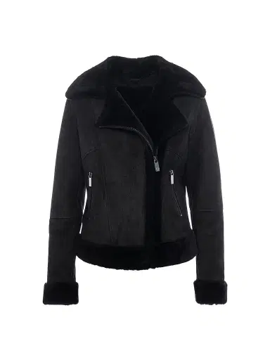 Gorski Women's Merino Lamb Moto Zip Jacket - Black - Size XL | Thumbnail 1 Gorski Women's Merino Lamb Moto Zip Jacket - Black - Size XL | Thumbnail 1