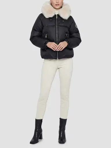 Gorski Women's Apres-Ski Parka with Detachable Merinillo Lamb Hood Trim - Black Iceberg - Size XL | Thumbnail 2 Gorski Women's Apres-Ski Parka with Detachable Merinillo Lamb Hood Trim - Black Iceberg - Size XL | Thumbnail 2