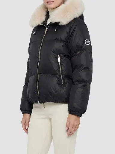 Gorski Women's Apres-Ski Parka with Detachable Merinillo Lamb Hood Trim - Black Iceberg - Size XL | Thumbnail 4 Gorski Women's Apres-Ski Parka with Detachable Merinillo Lamb Hood Trim - Black Iceberg - Size XL | Thumbnail 4