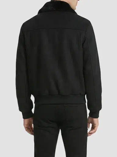 Gorski Men's Wool Jacket with Detachable Shearling Collar - Black | Thumbnail 5 Gorski Men's Wool Jacket with Detachable Shearling Collar - Black | Thumbnail 5