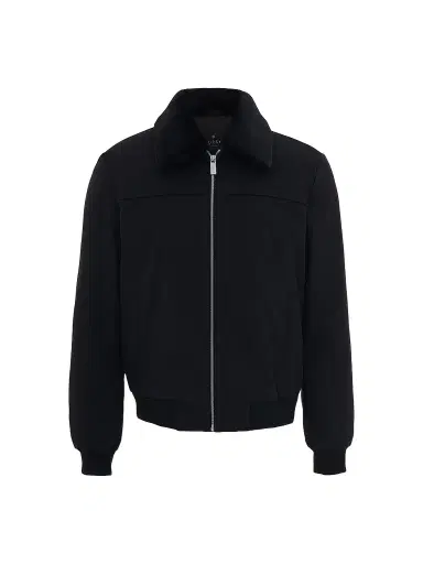 Gorski Men's Wool Jacket with Detachable Shearling Collar - Black | Thumbnail 1 Gorski Men's Wool Jacket with Detachable Shearling Collar - Black | Thumbnail 1