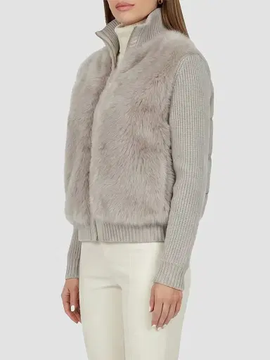 Gorski Women's Wool Blend Quilted Down Coat - Beige - Size Large | Thumbnail 4 Gorski Women's Wool Blend Quilted Down Coat - Beige - Size Large | Thumbnail 4