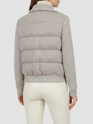 Gorski Women's Wool Blend Quilted Down Coat - Beige - Size Large | Thumbnail 5 Gorski Women's Wool Blend Quilted Down Coat - Beige - Size Large | Thumbnail 5