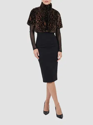 Gorski Women's Reversible Select Lamb Bolero, Cropped Sleeves - Leopard Print - Size XL | Thumbnail 2 Gorski Women's Reversible Select Lamb Bolero, Cropped Sleeves - Leopard Print - Size XL | Thumbnail 2