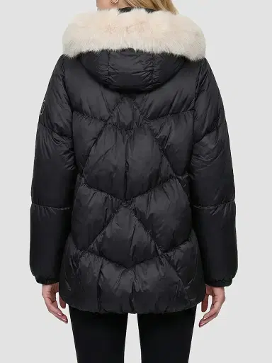 Gorski Women's Apres-Ski Parka with Horizontal Sleeves and Detachable Lamb Hood Trim - Black Iceberg - Size XL | Thumbnail 5 Gorski Women's Apres-Ski Parka with Horizontal Sleeves and Detachable Lamb Hood Trim - Black Iceberg - Size XL | Thumbnail 5