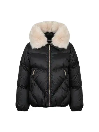 Gorski Women's Apres-Ski Parka with Horizontal Sleeves and Detachable Lamb Hood Trim - Black Iceberg - Size XL | Thumbnail 1 Gorski Women's Apres-Ski Parka with Horizontal Sleeves and Detachable Lamb Hood Trim - Black Iceberg - Size XL | Thumbnail 1