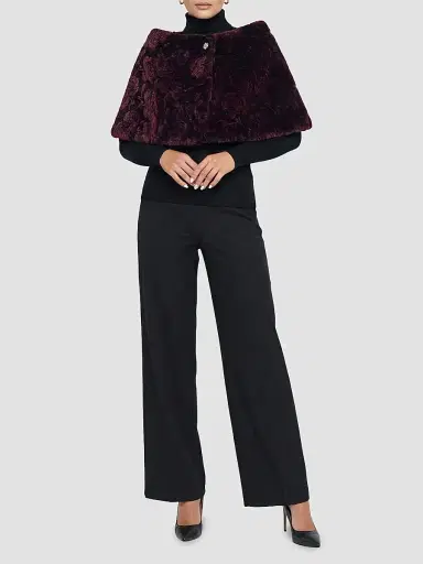 Gorski Women's Select Lamb Rose Cut Capelet - Burgundy Brisa | Thumbnail 2 Gorski Women's Select Lamb Rose Cut Capelet - Burgundy Brisa | Thumbnail 2