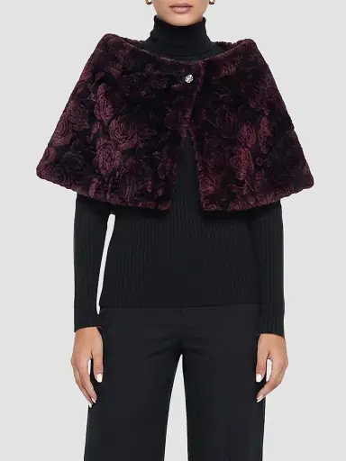 Gorski Women's Select Lamb Rose Cut Capelet - Burgundy Brisa | Thumbnail 3 Gorski Women's Select Lamb Rose Cut Capelet - Burgundy Brisa | Thumbnail 3