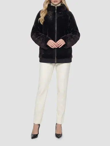 Gorski Women's Textured Shearling Lamb Coat with Hood - Brown - Size Large | Thumbnail 2 Gorski Women's Textured Shearling Lamb Coat with Hood - Brown - Size Large | Thumbnail 2
