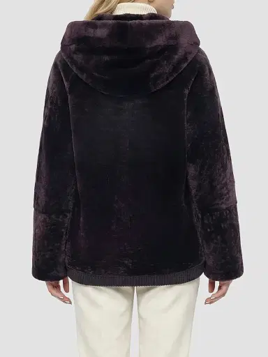 Gorski Women's Textured Shearling Lamb Coat with Hood - Brown - Size Large | Thumbnail 5 Gorski Women's Textured Shearling Lamb Coat with Hood - Brown - Size Large | Thumbnail 5