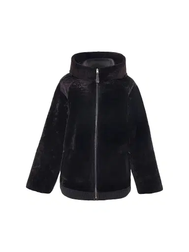 Gorski Women's Textured Shearling Lamb Coat with Hood - Brown - Size Large | Thumbnail 1 Gorski Women's Textured Shearling Lamb Coat with Hood - Brown - Size Large | Thumbnail 1