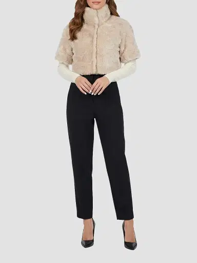 Gorski Women's Select Lamb Rose Cut Bolero Cropped Sleeves Coat - Cream Brisa - Size XL | Thumbnail 2 Gorski Women's Select Lamb Rose Cut Bolero Cropped Sleeves Coat - Cream Brisa - Size XL | Thumbnail 2