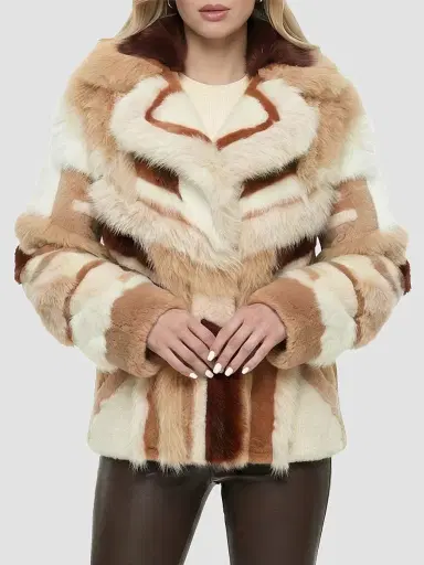 Gorski Women's Merino and Toscana Shearling Lamb Intarsia Coat - Cream Multicolor - Size Large | Thumbnail 3 Gorski Women's Merino and Toscana Shearling Lamb Intarsia Coat - Cream Multicolor - Size Large | Thumbnail 3